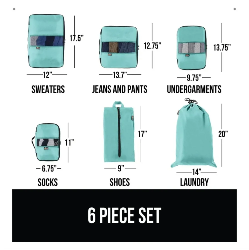 Turquoise Packing Cube Set - Picture 2 of 6